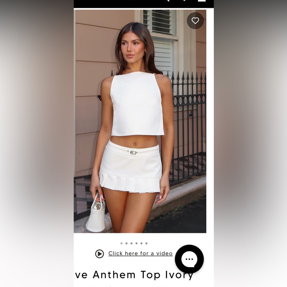 White Fox Boutique Cream Strappy Top and matching skort ( love anthem )